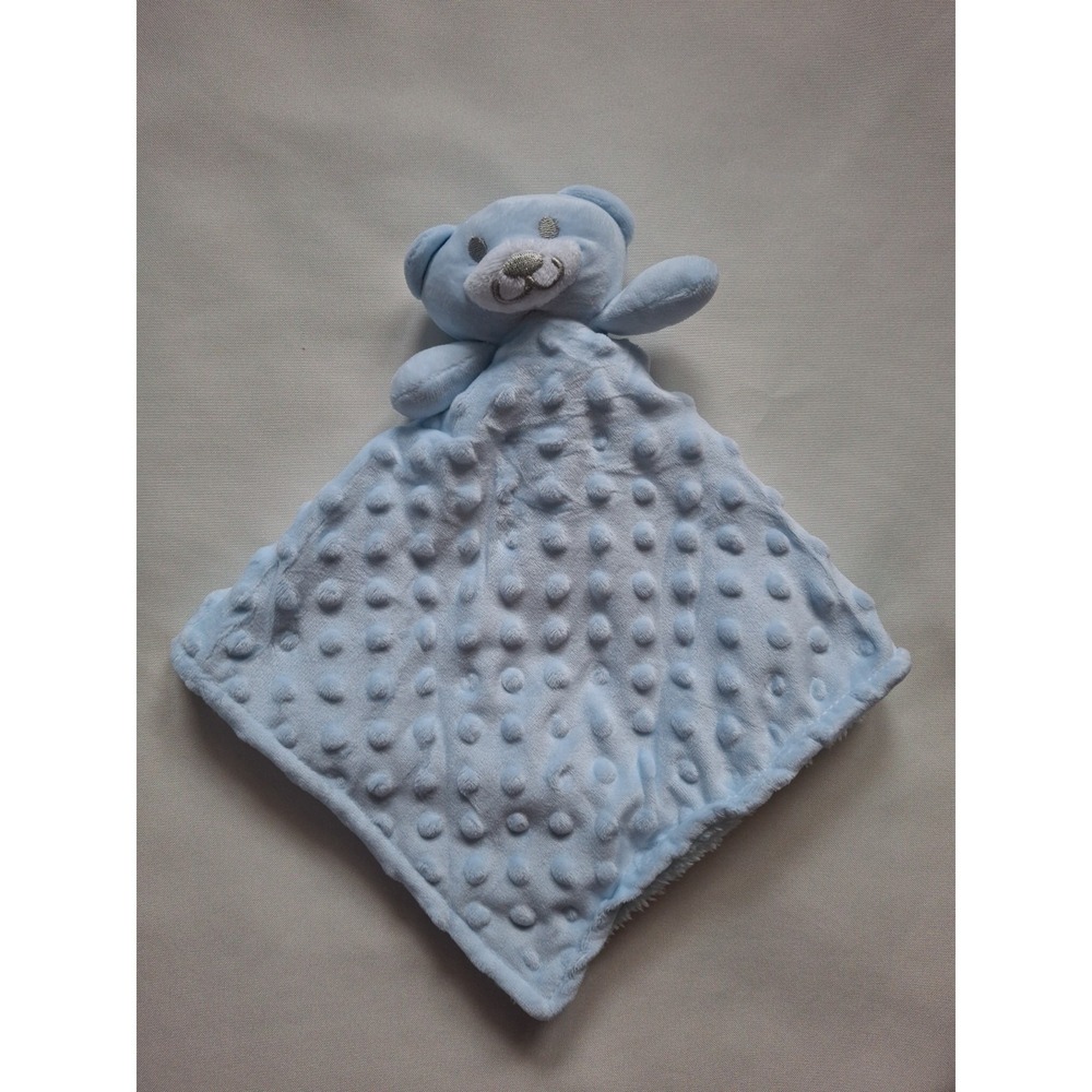 Crevent Blue Bear Lovey Plush Security Blanket Minky Dot Sherpa‎